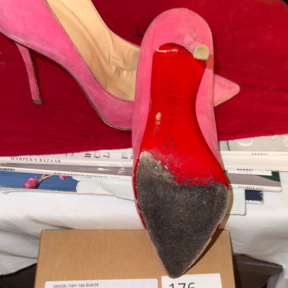 Christian Louboutin Pink Heels with Iconic Red Soles - Picture 9 of 16